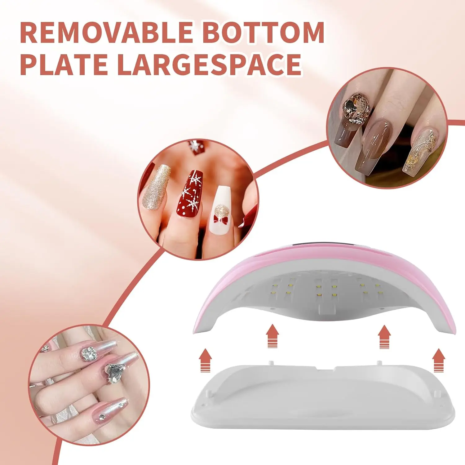 Lampe à ongles UV LED 268W, 45 perles LED, capteur automatique, grand espace, blanc