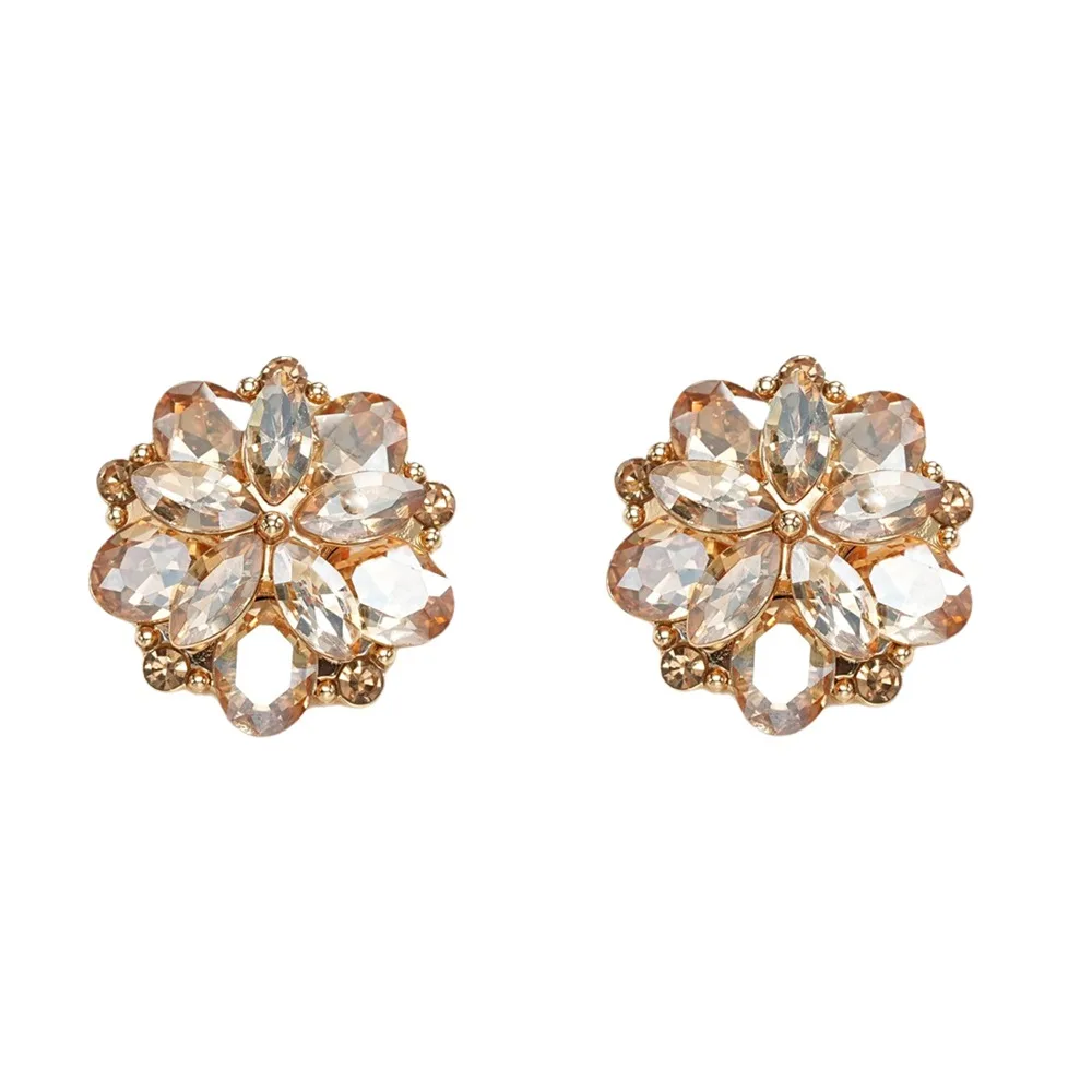 2pcs Metal Alloy Crystal Flower Buttons Diamond Embedded Hollow Design Metal Alloy Buttons Flower Shaped Buttons