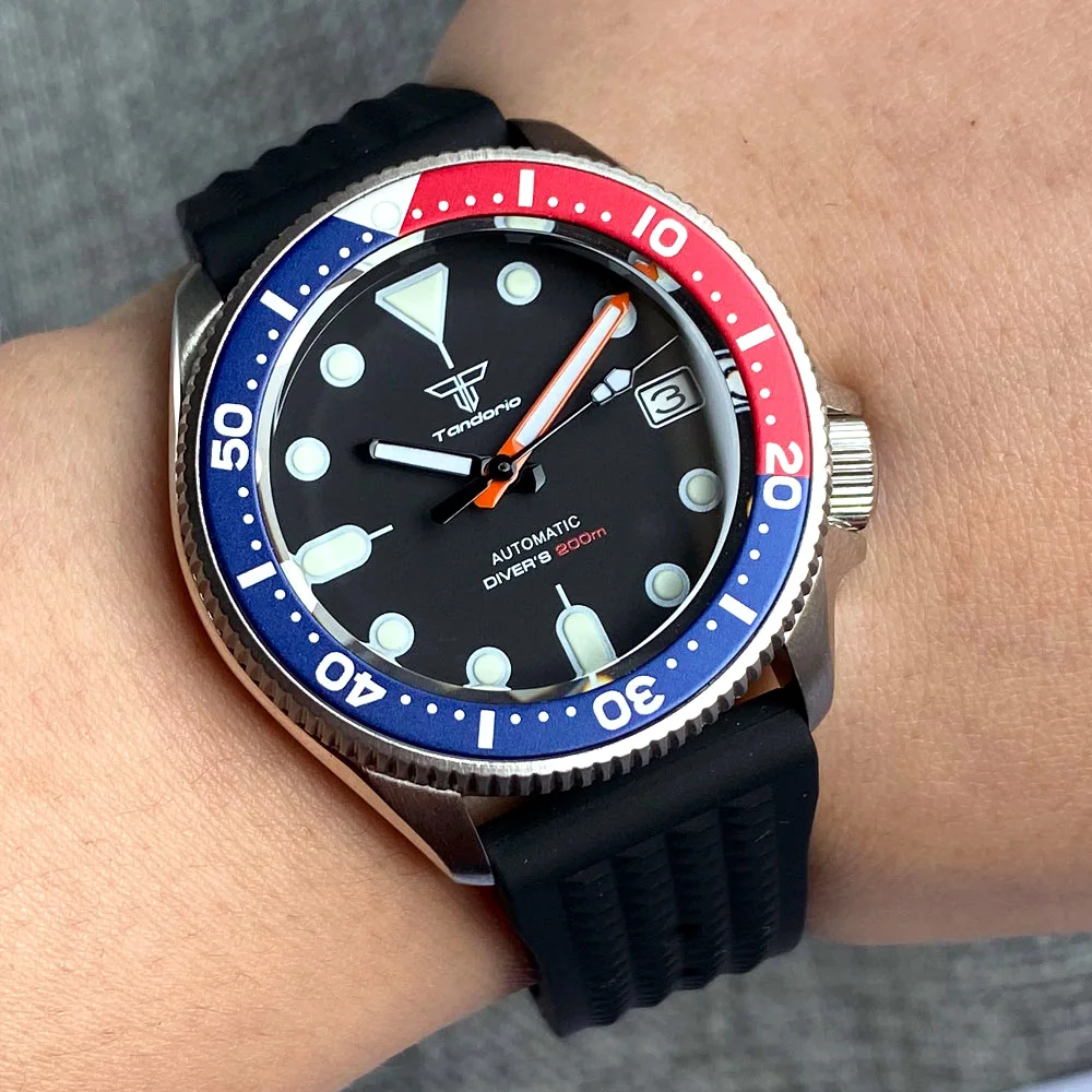 Tandorio 37mm NH35A Black 20ATM Swim Diving Automatic Dress