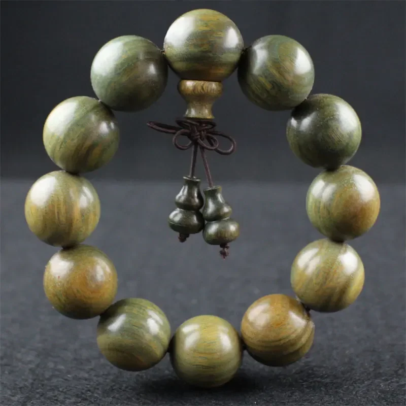 Natural Green Sandalwood Gourd Bead Bracelet Fragrance, Buddha Beads, Popular Couple Jewelry for Men and Women Wood Bead