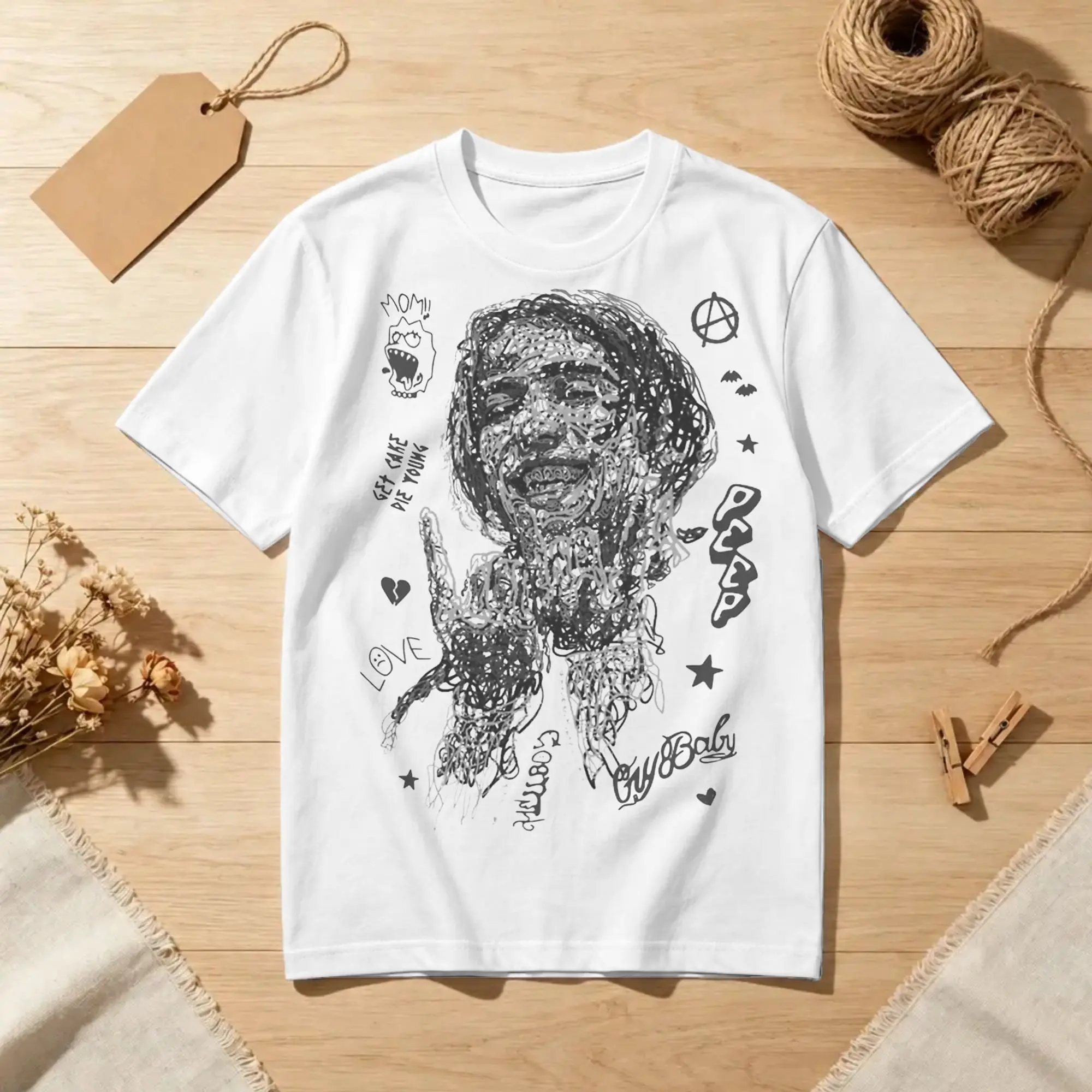 Lil Peep Scribble T Shirt Men Women Pure Cotton Vintage T-Shirt O Neck  Tees Short Sleeve Clothes Gift Idea