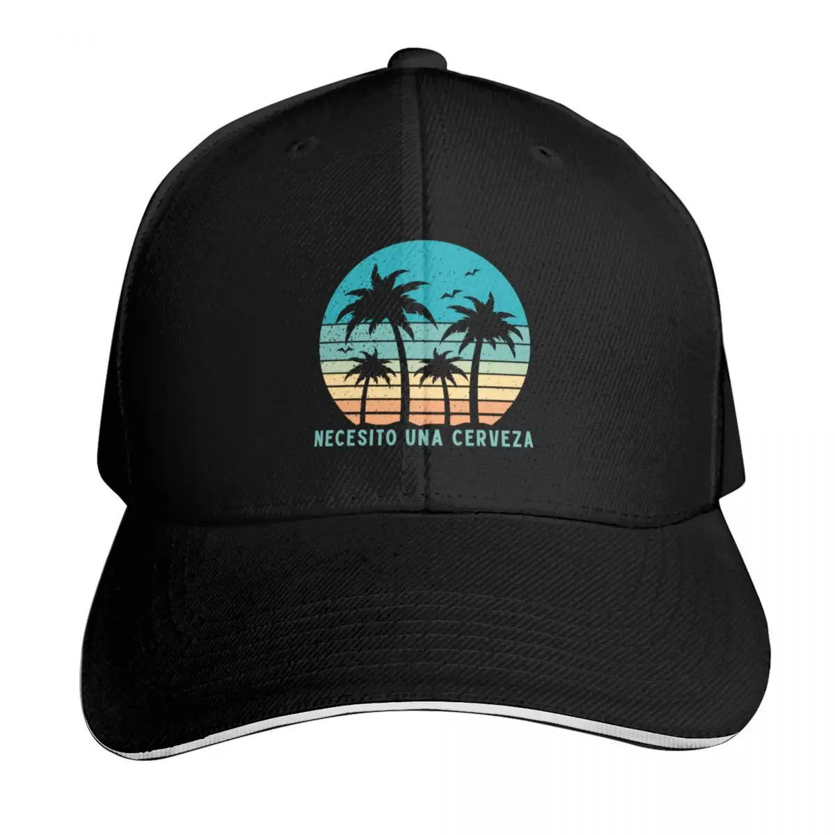 

Necesito Una Cerveza - Vintage Tropical Sunset, Summer Surf Baseball Cap Vintage beach hat Women Caps Men's