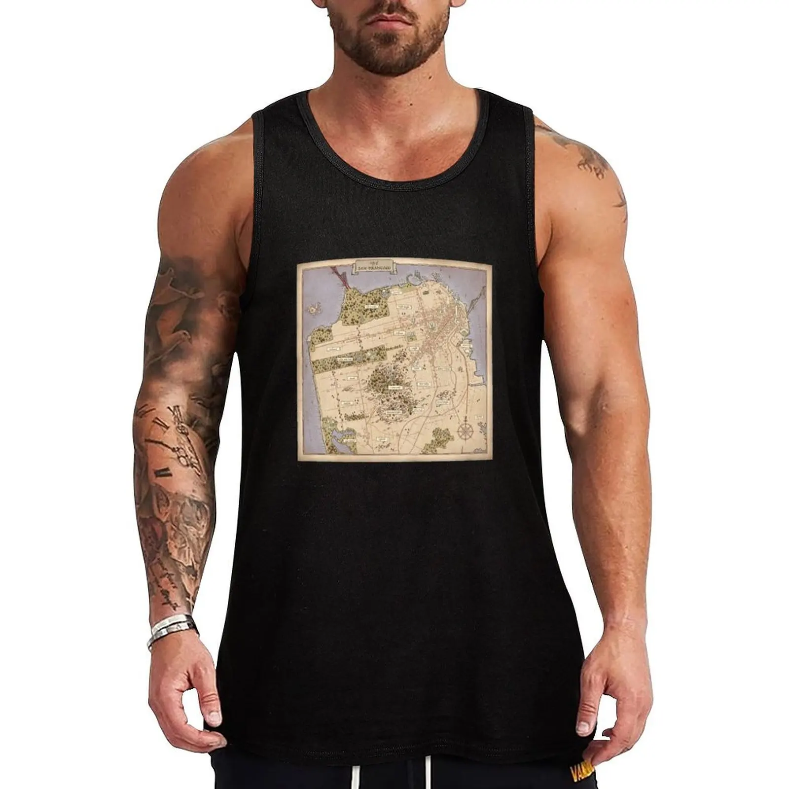 

San Francisco Fantasy Map Tank Top Gym Tank Top Quick Dry Sleeveless Fitness Shirt