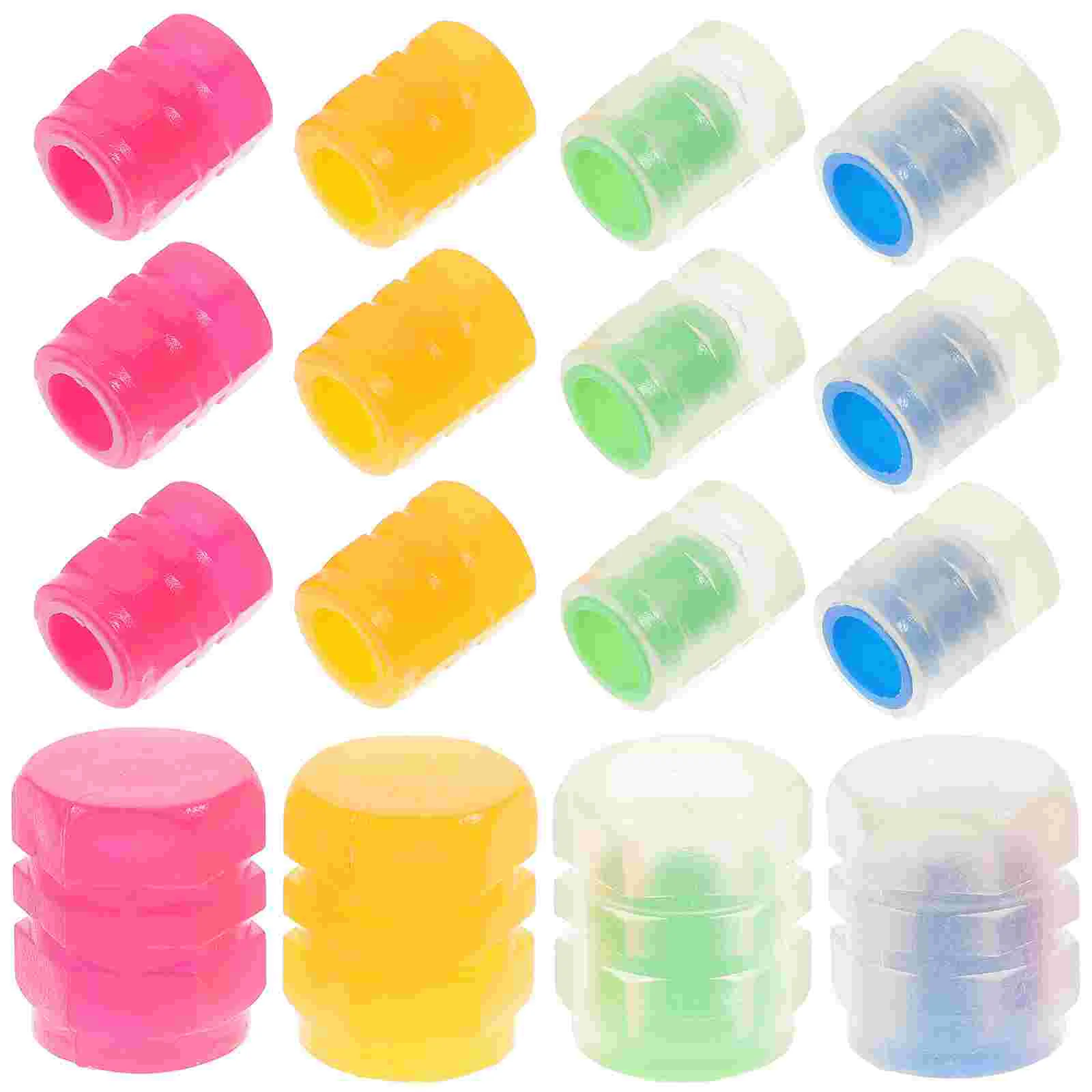 

24 Pcs Tire Luminous Door Tyre Caps Valves Stem Covers Fluorescent Gasket Bonnet Car Glow The Dark Fluorescence