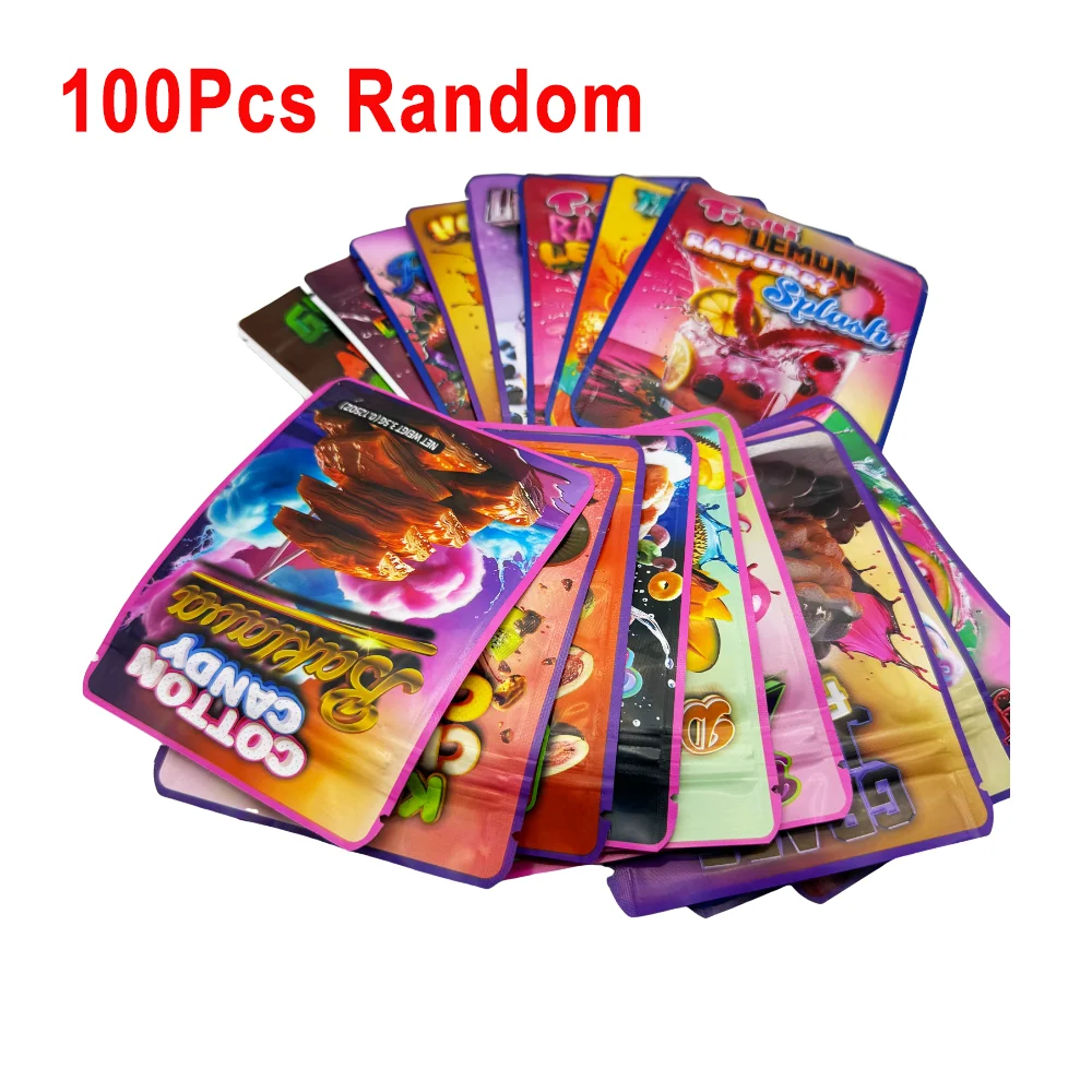 100 Stuks Lege Mylar Zakje Met Papieren Verpakking Doos Set 3.5Gram Opbergdozen Kit En Rits Plastic Zak Snoep Case