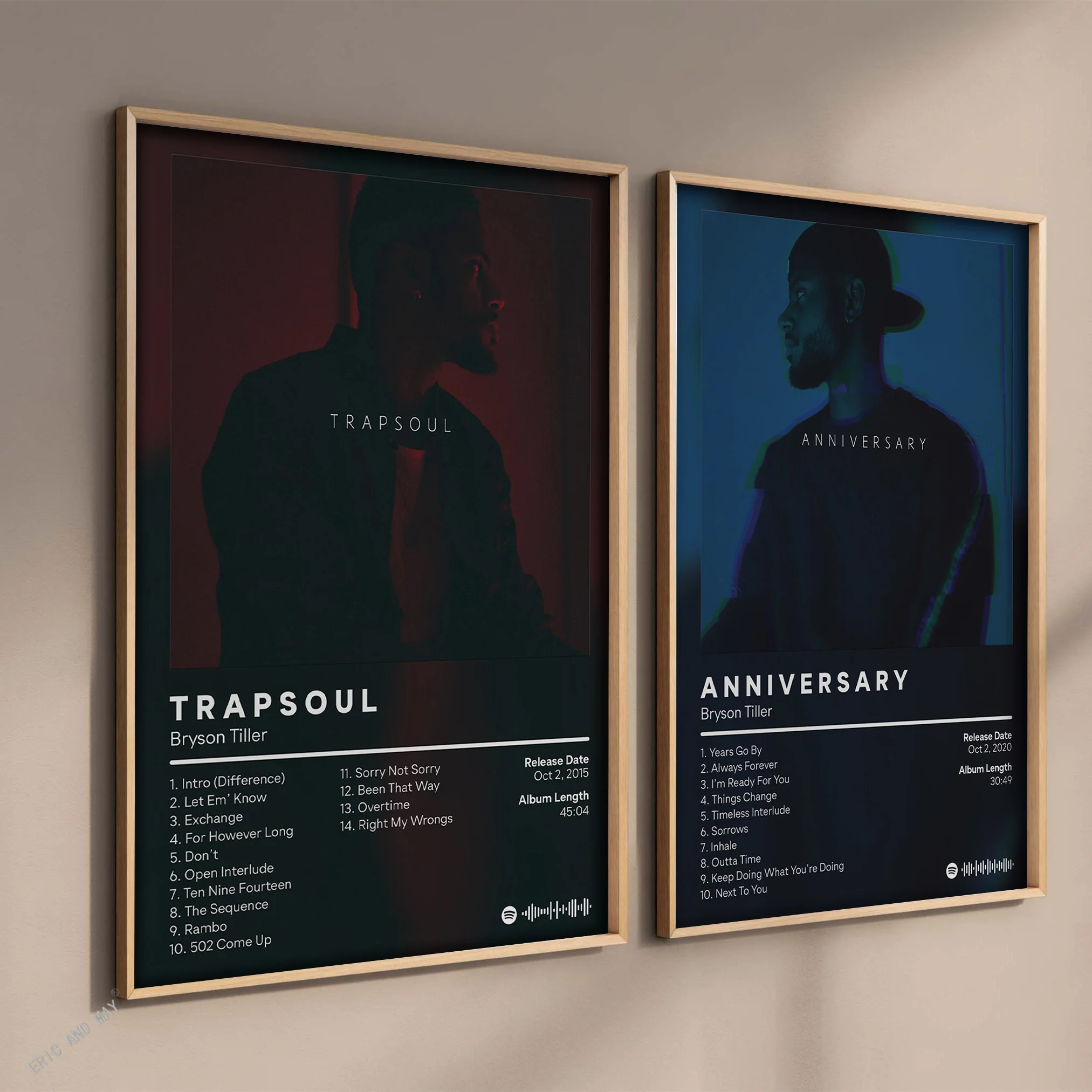 Rap Music Pop Album Cover Bryson Tiller Poster Aesthetic Rapper Hip Hop Rock True to Self TRAPSOUL Canvas Home Room Wall Decor