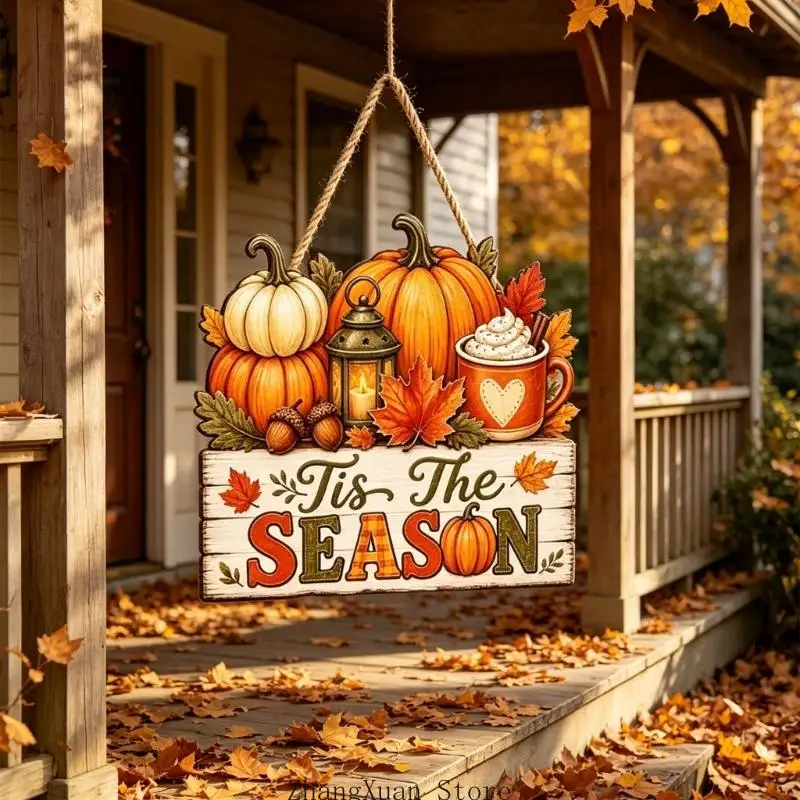 Wooden Scarecrow Door Sign Pumpkin And Hanging Plaque For Farmhouses Fall Home Wall Outdoor Porch Decoration 3XUF