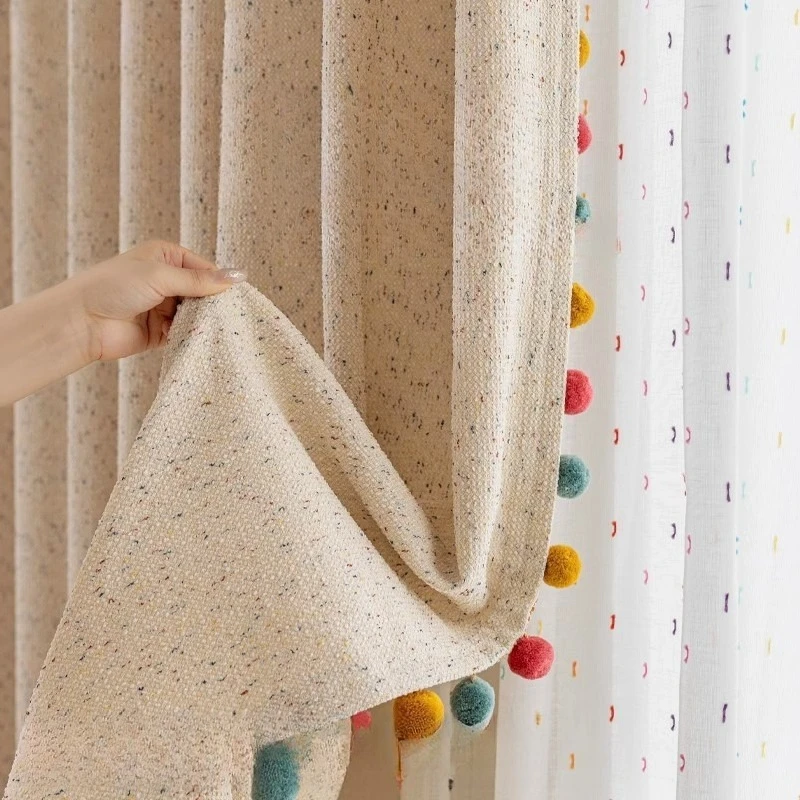 

Haute Soy Milk Pudding Colored Macaron Candy Curtains Chenier Cream Double Sided Jacquard Dopamine Curtains