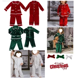 2024 winter family christmas matching outfits loungewear kids girls boys red velvet pyjamas fille cream white pjs set sleepwear