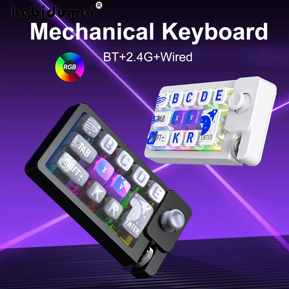 

Беспроводная механическая клавиатура, 2 ручки, Bluetooth-клавиатура, RGB, 12-клавишная мини-кнопочная игровая клавиатура, механическая клавиатура с возможностью горячей замены