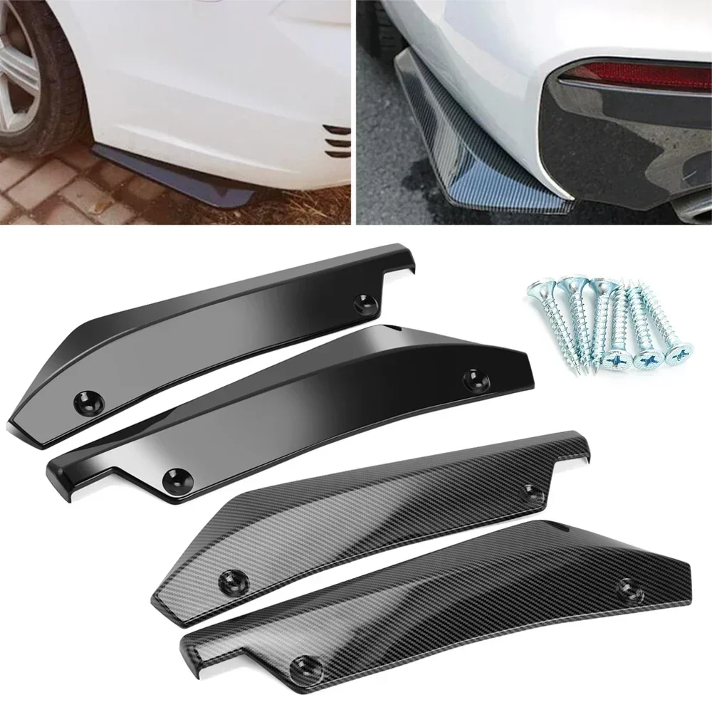 Universal Retrofit Car Rear Bumper Carbon Fiber Lip Diffuser Splitter Spoiler Scratch Protector Rear Corner Rear Llip Spoiler