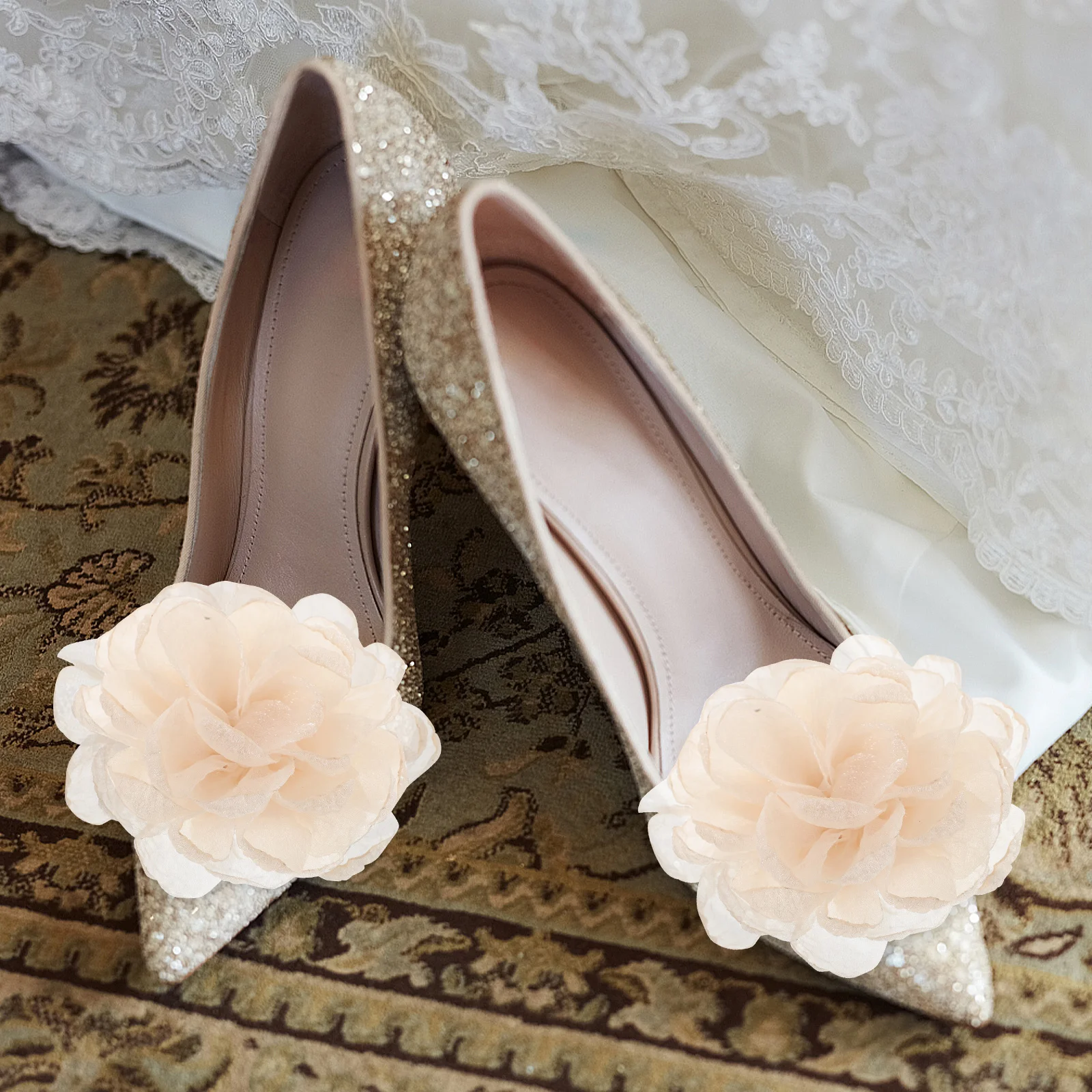

1 Pair Gauze Clips Detachable Decorative Accessories For High Heels Sneakers Elegant Buckles Flower Shoe Decoration Flower