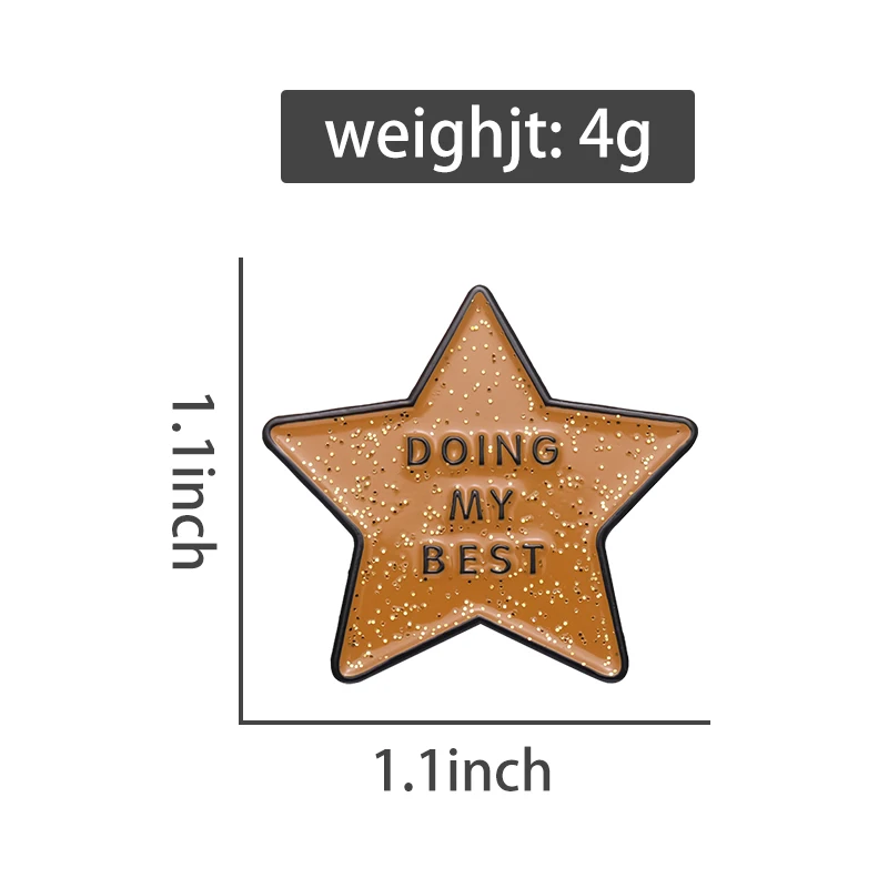 Doing My Best Star Enamel Pin Custom Gold Color Metal Badge Brooch Backpacks Shirt Lapel Jewelry Accessories Friend Kid Gifts