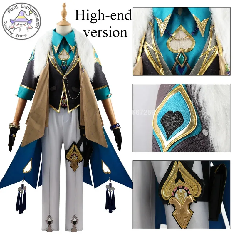 CyHonkai Star Rail Game Aventurine أزياء تنكرية للرجال ساعة قبعة شعر مستعار ساعات شخصية ملابس الهالوين كوميك كون