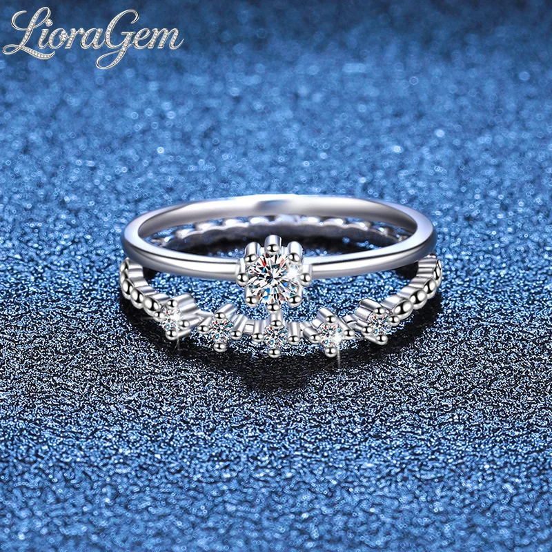 LioraGem Stackable Tail Ring, Thin Band Ring with 0.1-carat Moissanite, Two Ways To Wear, Women's Ring Platinum PT950 Stamp