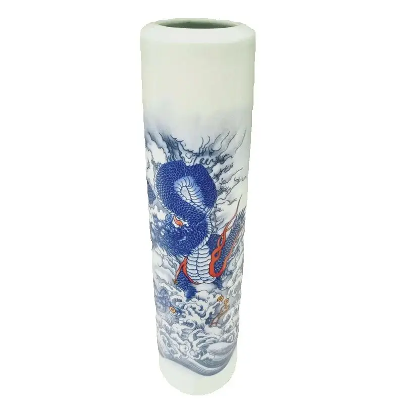 

Blue And White Glazed Red Dragon Patterned Vase Chinese Old Porcelain Collection Antique Style Decorative Floor Standing Size