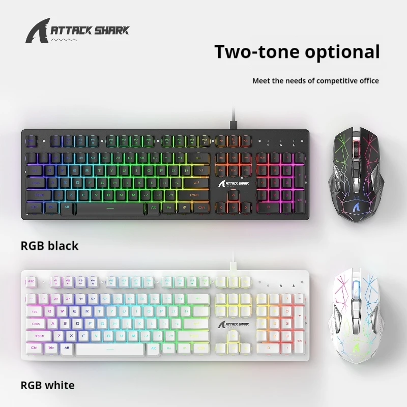 

Attack Shark T3 Rgb Wireless Keyboard And Mouse Kit Metal Panel Light Keyboard Ergonomic Design Wireless Mouse And Keyboard