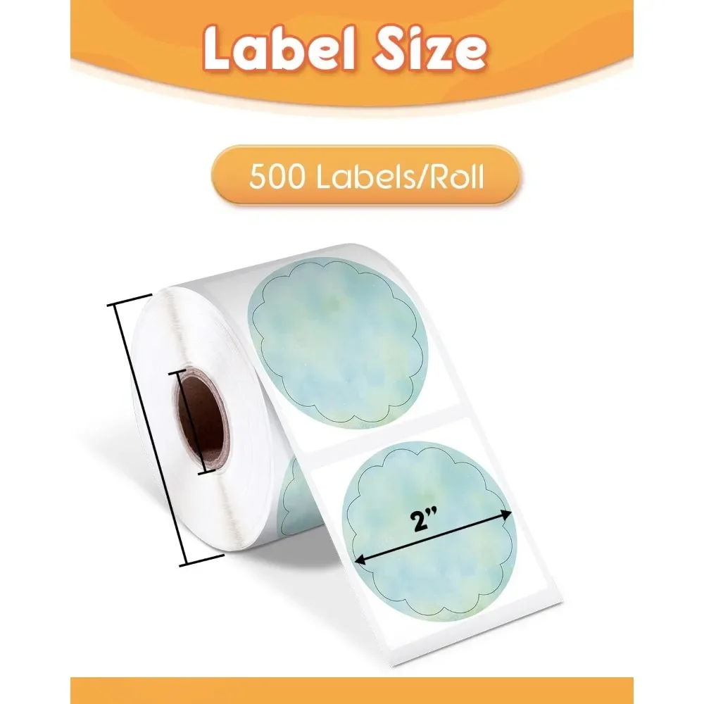 Thermal Label Paper Round Sticker Waterproof Label for Gift Stickers School Supplies for PM2410BT/PM2411BT/D450BT Printer