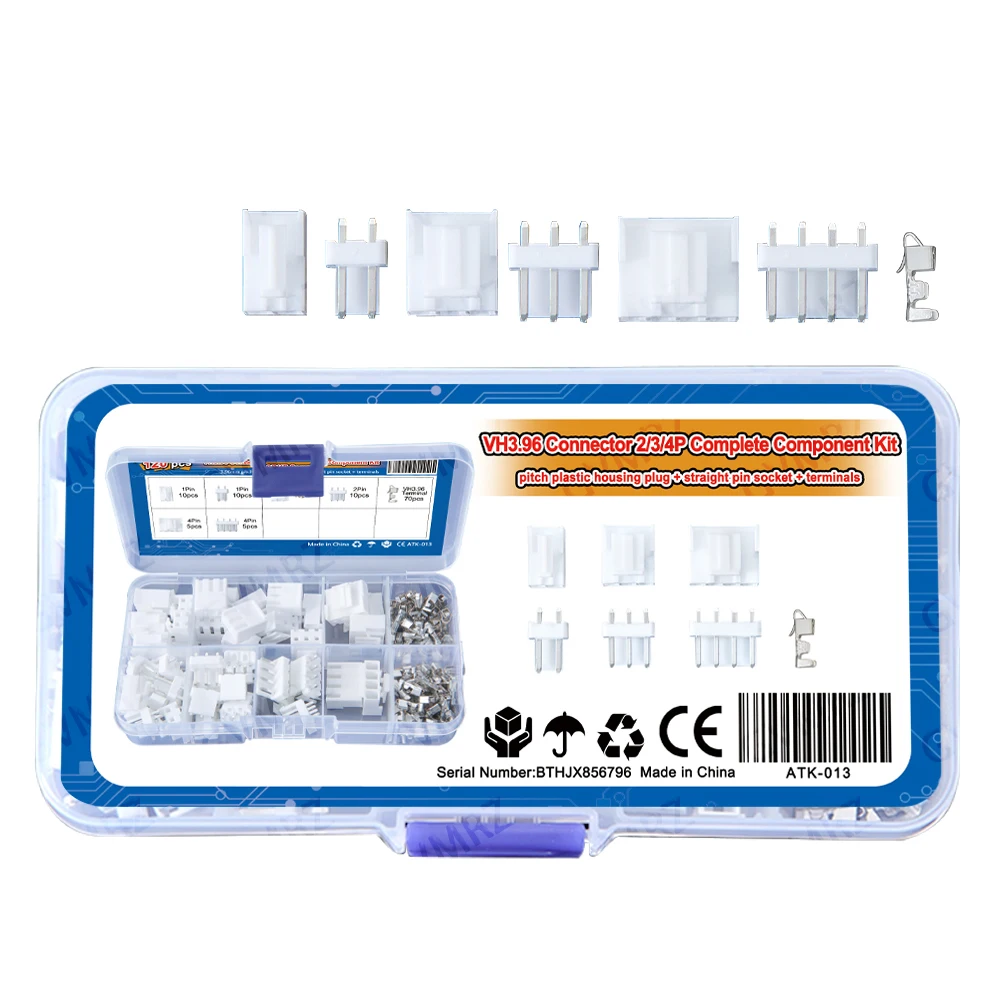 120Pcs/Box JST VH 3.96mm Male Plug Female Socket Plastic Housing Terminals Connector JST VH3.96 Pin Header Connector 2/3/4 Pin
