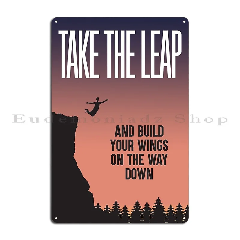 Take The Leap Quote Entrepreneur Illustration Art Metal Plaque Poster Create Wall Mural Character Decoration Tin Sign Poster