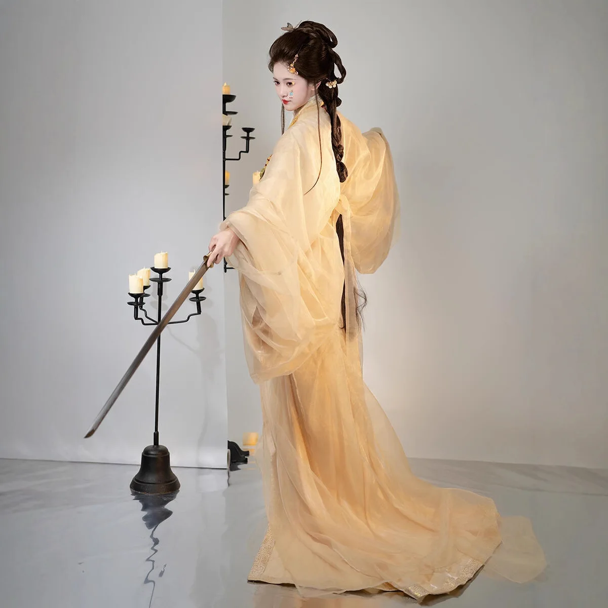 

Женский халат Warring States, китайская одежда Хань, стиль восстановления, прямой воротник со шлейфом, элегантный древний костюм