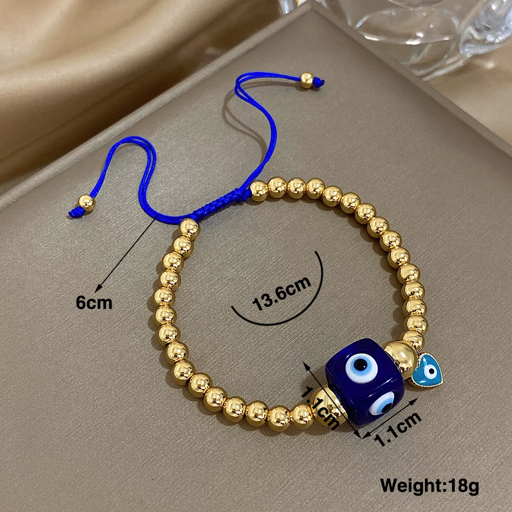 GREATEER-أساور مجدولة محظوظة للعين الشريرة للرجال والنساء ، سلسلة مطرزة قابلة للتعديل ، لون ذهبي ، سحر صداقة الزوجين ، هدايا مجوهرات #6