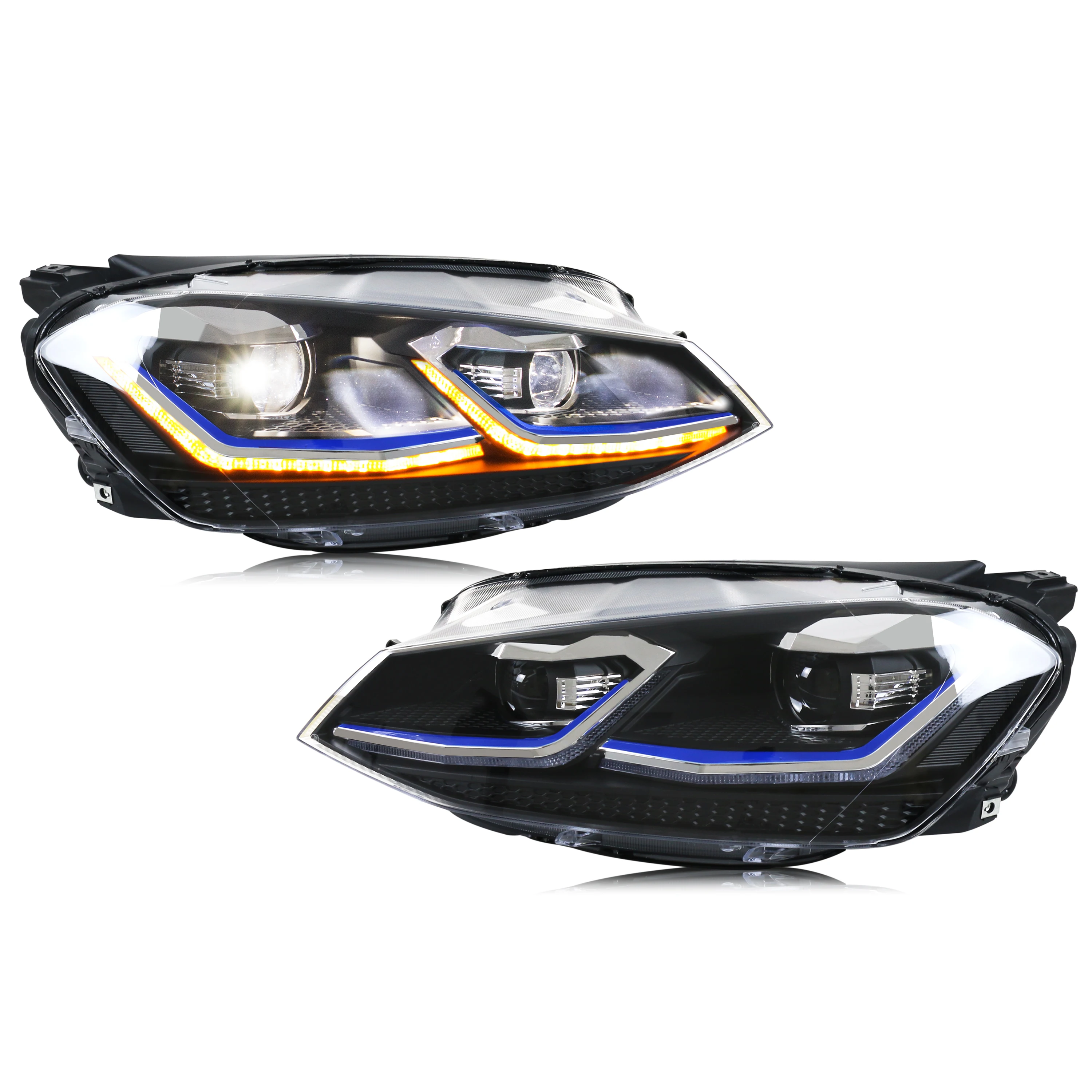 LED-Scheinwerfer für Volkswagen VW Golf7 Golf VII 2013–2017 TSI TDI Paar E-Mark-Frontlampen-Baugruppe (nicht passend für GTI/GTD/R)
