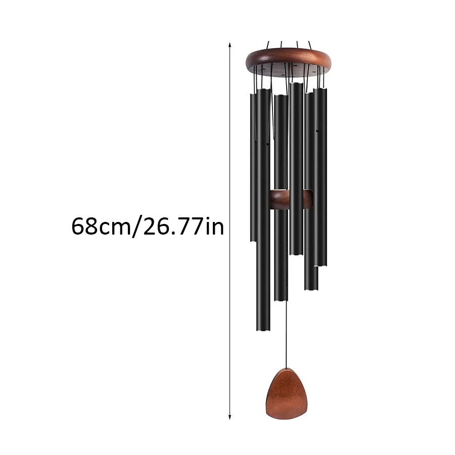 1pc Aluminum Tube Wind Chime, Matte Black Metal Wind Chimes, Outdoor Hanging Ornament for Patio, Garden, Backyard, Balcony XJM
