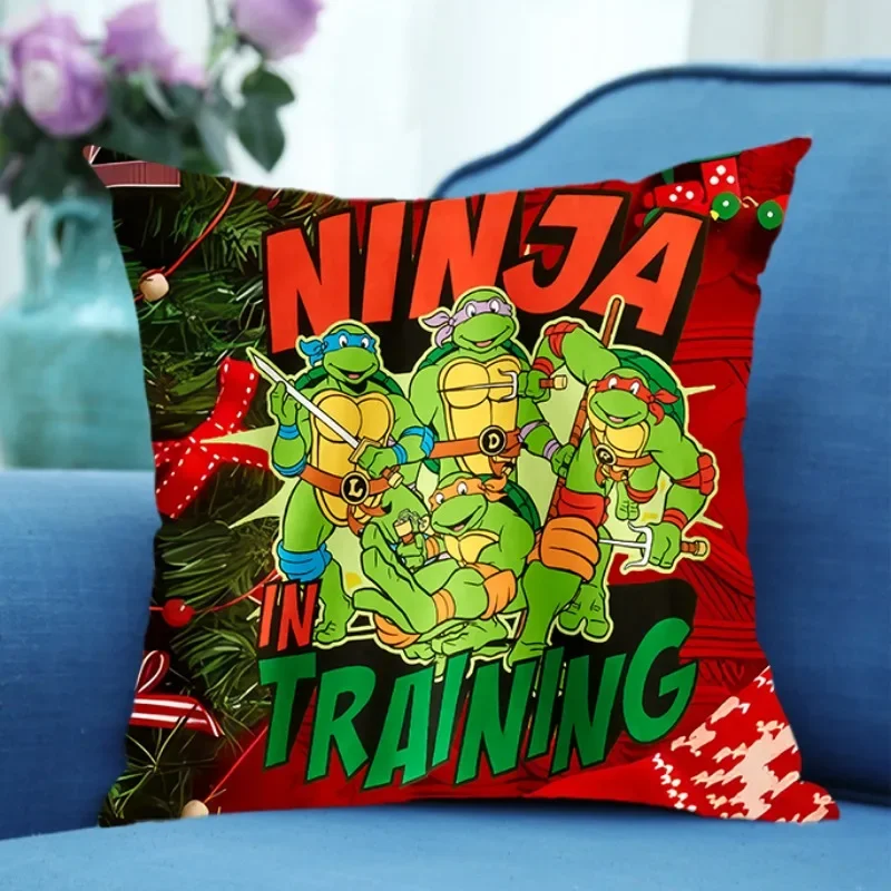 Christmas Teenage Mutant Ninja Turtles Cartoon Pillowcase Festive Decorations Pillowslip Living Room Bedroom Pillow Car Cushion