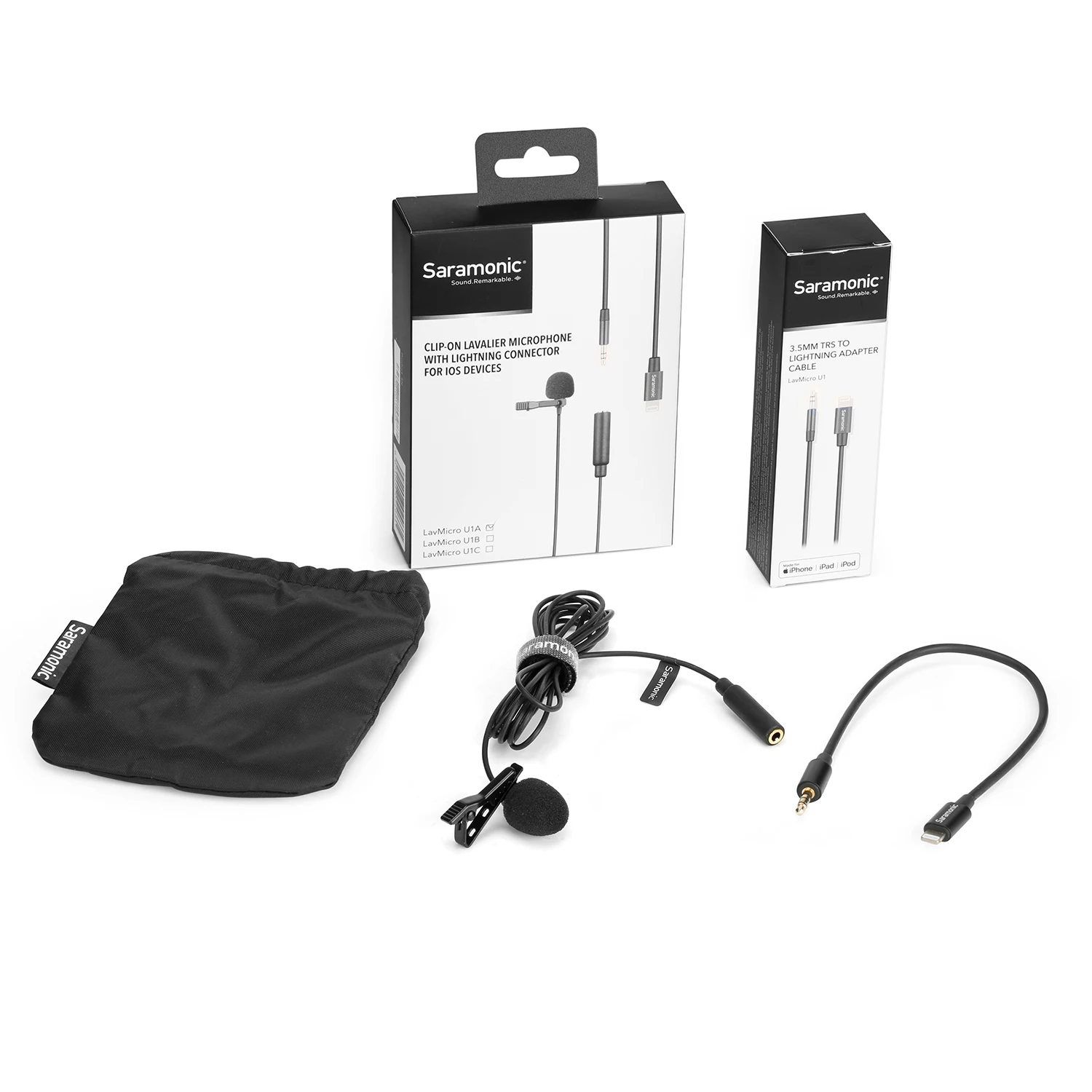 ميكروفون مكثف Saramonic u1 لأجهزة iphone و ipad و ios والأجهزة المحمولة و youtube و vlogs و clip-on