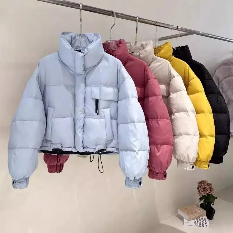 Women's Short Puffer Jacket 2025 New Winter Korean Loose Thickened Bread Style Cotton Outerwear Warm Zipper Closure Coat
