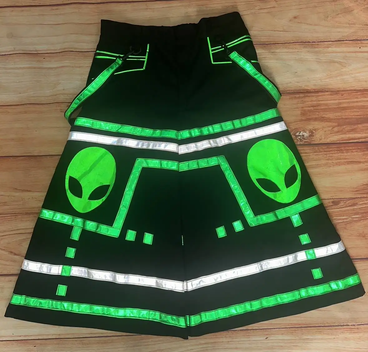 PHATTPANT Celana Phat Celana Penglihatan Malam Strip Reflektif Keren Mode Celana Menari Hantu Shuffle Celana Panjang Bercahaya ET NO02