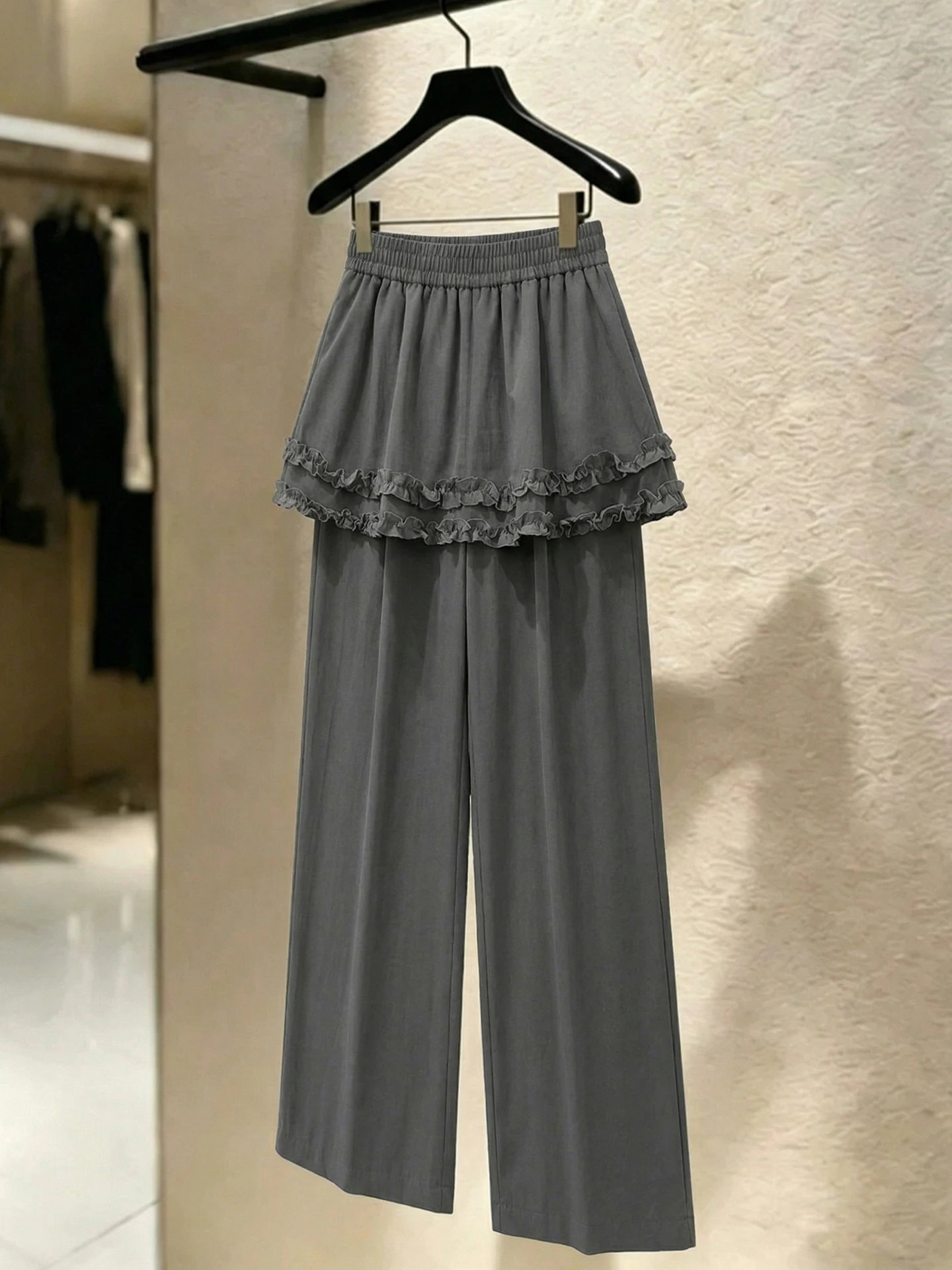 

Fashionable Versatile Wide Leg Pants Summer Trendy Color Lace Casual Pants Ageless Sweet Long Pants Commute Comfortable
