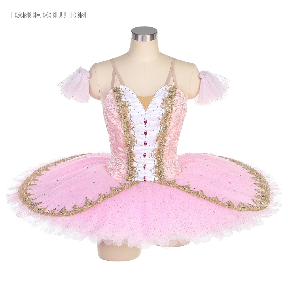 

Adult and Child Professional Pancake Tutu Pink Leotard Bodice with Stiff Tulle Skirt Ballerina Stage Performance Costumes B22335