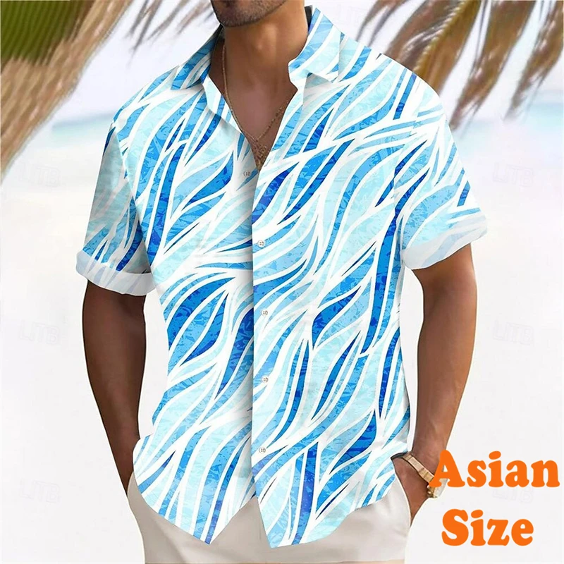 

Leisure Summer Hawaiian Shirts Men's Clothing 3D Print Palm Tree Pattern Lapel Button Shirt Vacation Casual Asian Size Blouse