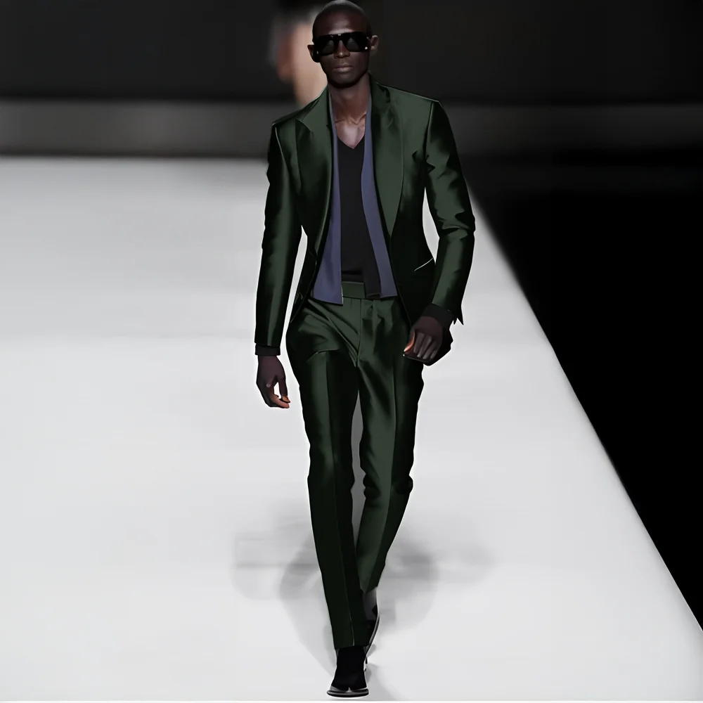 المألوف الساتان الرجال دعوى 2 قطعة دعوى الذروة التلبيب السترة السراويل الزفاف العريس سهرة عشاء حزب اللباس مخصص الرجال البدلة