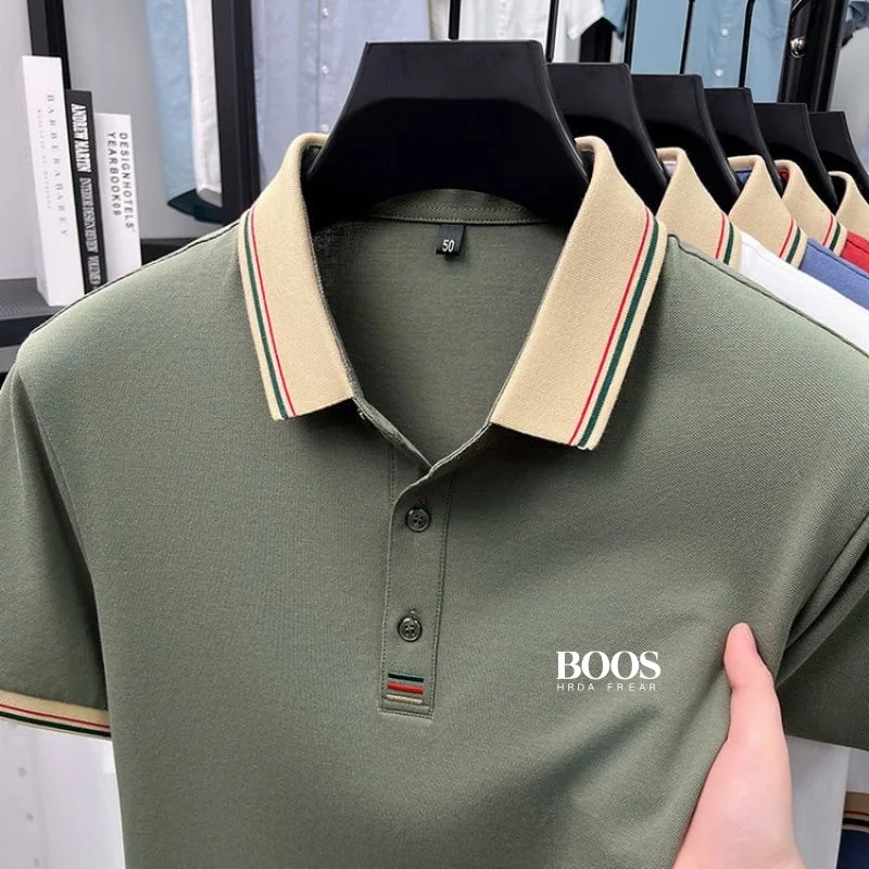 

New men's 100% pure cotton short sleeved polo shirt, summer fashion, casual, sweat absorbing, breathable and cool top