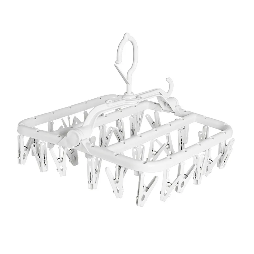 Plastic Foldable Household Hanger Modern Waterproof Socks Drying Rack Space Saving Windproof Clothing Hanging Organizer for
