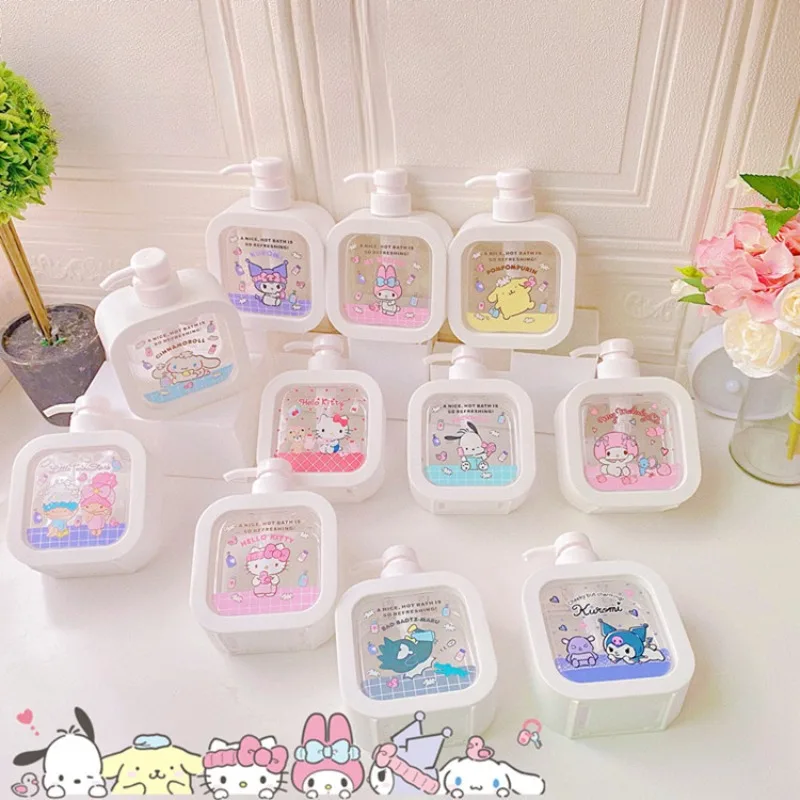 Sanrio Hello Kitty Melody Kuromi Cinnamoroll Pochacoo Squeeze Lotion Bottle Portable Body Wash Handwashing Fluid Empty Bottled