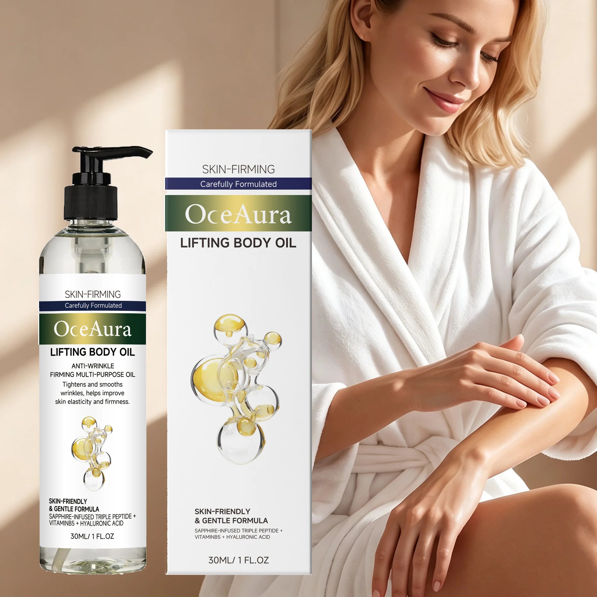Firming Body Oil Tighten Skin Increase Elasticity Deep Hydration Smooth Wrinkle Non-Greasy Whole Body Skin Massage Essential Oil