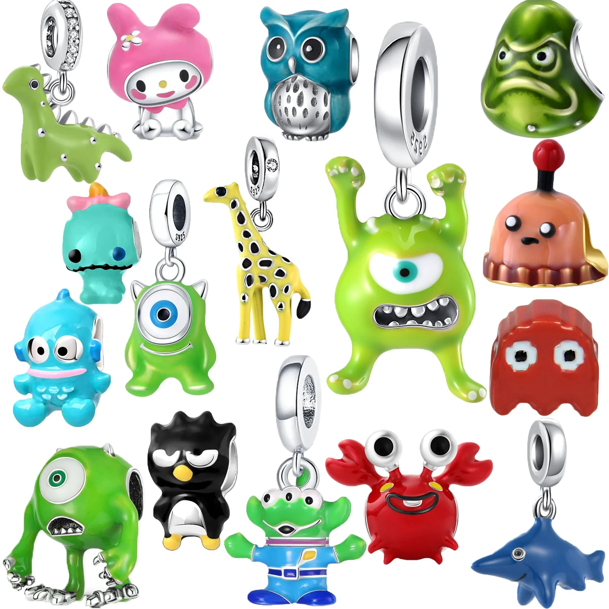 

Аниме мультфильм серии 925, серебряные милые бусины с подвеской в виде животных, подходящие для оригинальных ожерелий, браслетов, женских изысканных ювелирных изделий