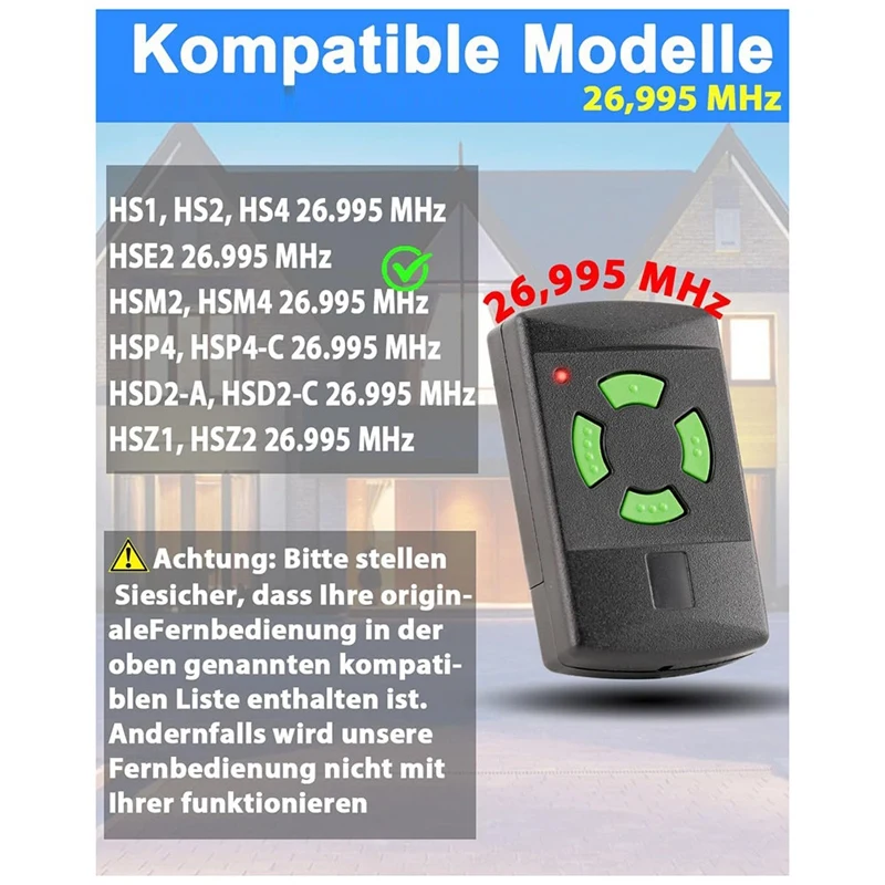 Garage Door Remote Control Fixed Code Copyable Hormann 26.995 Mhz HSM4 HS4 HSE4