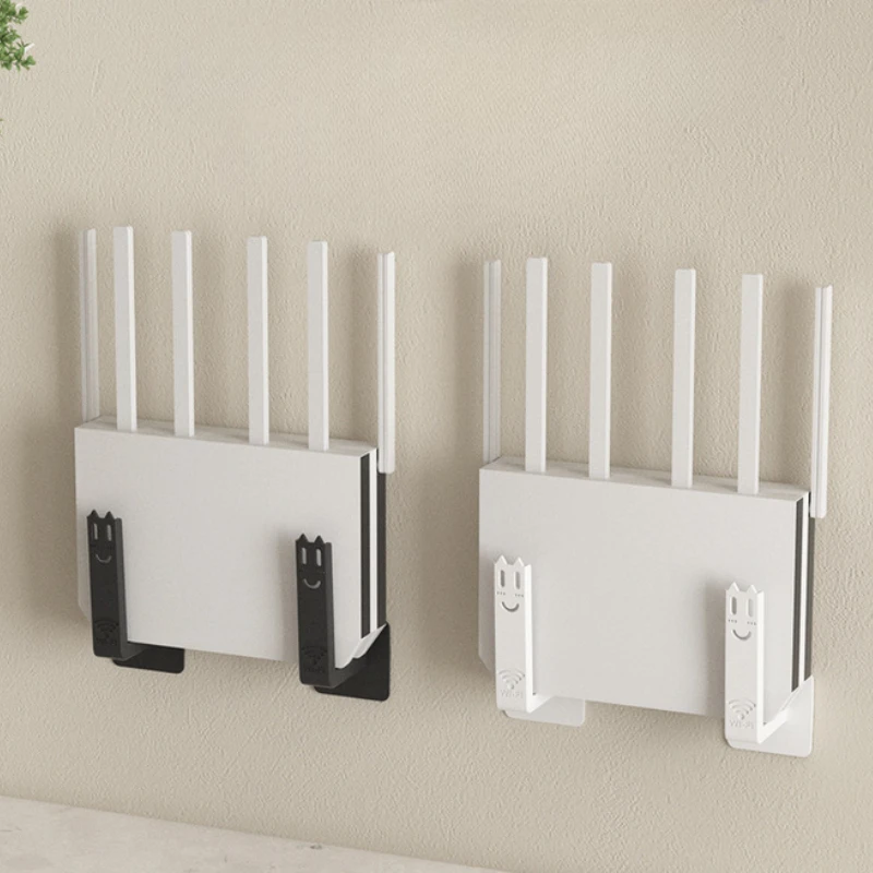 2Pcs Wireless Wi-Fi Router Storage Rack Wall-mounted Storage Box Power Socket Plug Adapter Holder Bracket No-drilling Stand
