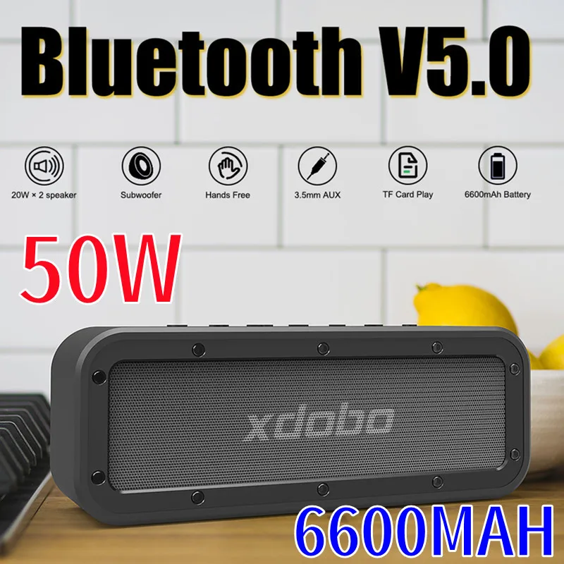 

XDOBO Wake 1983 Bluetooth-совместимая колонка, уличный музыкальный плеер, цветной беспроводной сабвуфер 50 Вт, Портативная колонка, звуковая коробка