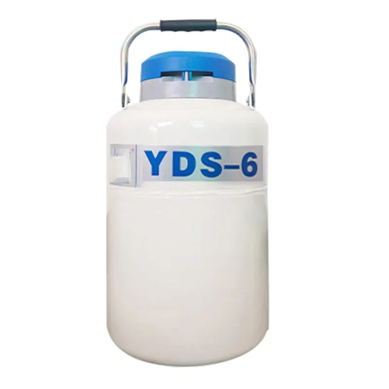 YDS-6 Storage Type Cryogenic Liquid Nitrogen Tank 6L Sealed Leak-Proof Aluminum Liquid Nitrogen Tank Liquid Nitrogen Container