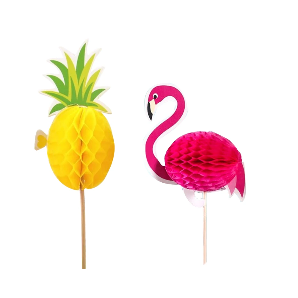 

20pcs Pineapple Flamingo Cake Picks Cartoon Decorations Birthday Party Cupcake Dessert Toppers Safe Premium Material