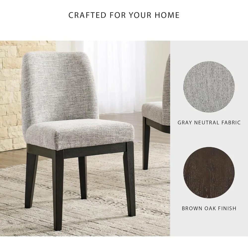 تصميم مميز من Ashley Burkhaus كرسي طعام منجد تقليدي، مجموعة من 2، بني داكن #4