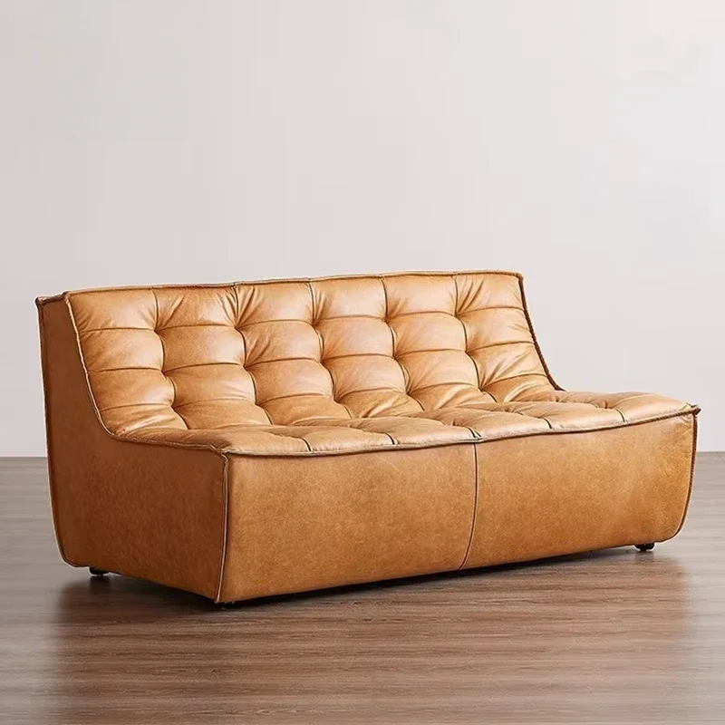 

A Modern Furniture Leather Camel Sofa
