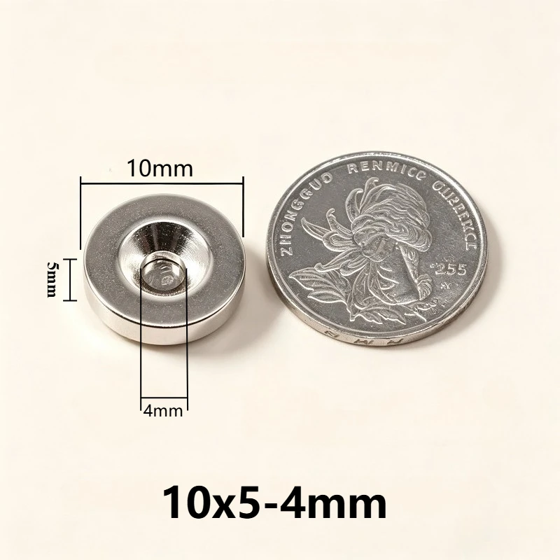 10x5‑4 mm Round Disc Countersunk Neodymium Magnet 10*5‑4 mm 4mm Hole Strong Permanent NdFeB Magnet for Fridge DIY Industrial Use