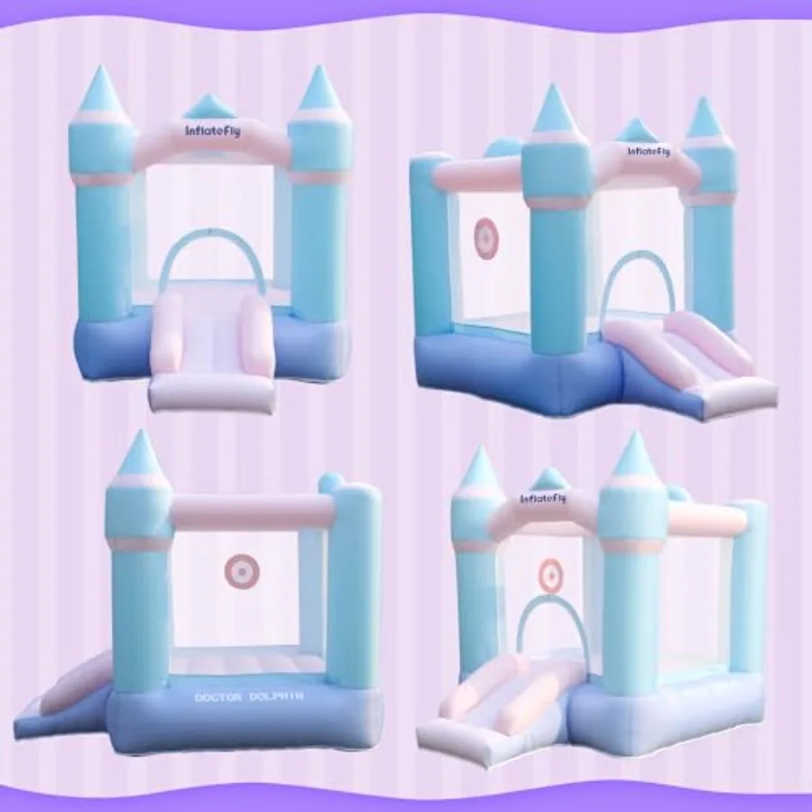 Bounce House with Slide for Toddlers Bouncer Inflatable Bouncy Castle with Blower Basketball Hoop for Backyard Wedding Cute and